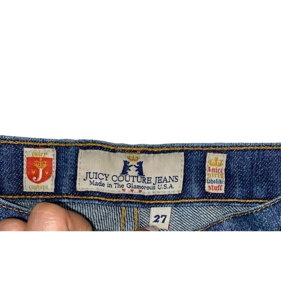 Size 27 Juicy Couture Jeans Cut Off Bermuda Short Medium Wash - Picture 3 of 3